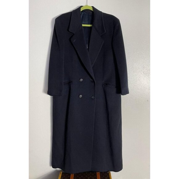 Brook Brothers Mens Cashmere Long Sleeve Double Breasted Trench Coat Black 12 - Picture 1 of 9